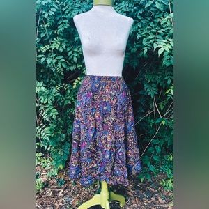 Purple paisley mid length summer skirt